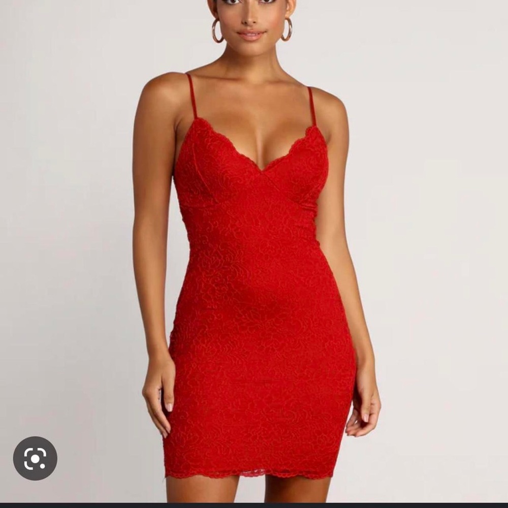 WINDSOR RAVISHING RED LACE MINI DRESS